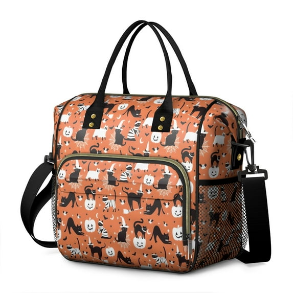 Halloween Cat Pattern Womens Lunch Box for Work,Insulated Large Lunch Bag for Tween and Teen,Loncheras Para Mujer,Leakproof Adult Lunch Bag for Work,Beach,Travel,Picnic,Camping