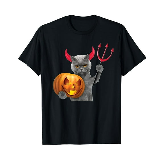 Halloween Cat Pumpkin, Kitten Pumpkin Devil, Halloween Cat T-Shirt