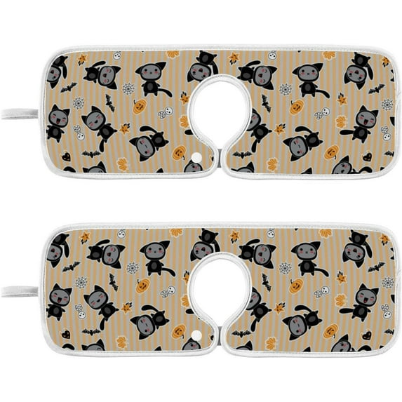 Halloween Cat Pumpkin Sink Splash Guard for Faucet 2 Packs Faucet Absorbent Mats, Cute Kitten Bat Faucet Handle Drip Catcher Quickly Drying Mat for Kitchen Counter Bathroom, 23.6"x5.5"