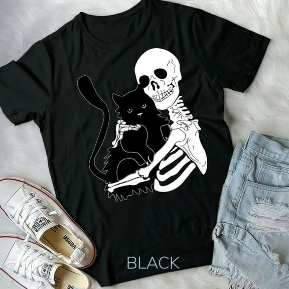 Halloween Cat Skeleton Funny Cat Gothic Grunge Pastel Goth - Unisex Form T-Shirt