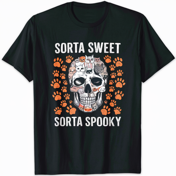 Halloween Cat Skull Costume Fun Tee