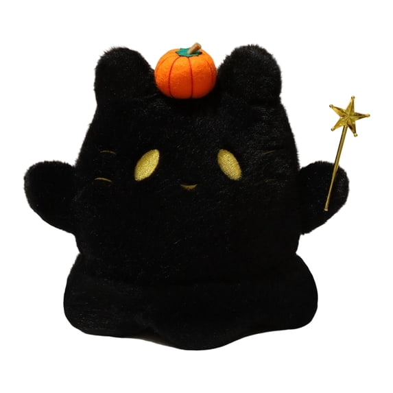 Halloween Cat Stuffed Animal in Ghost Boo Hood - Cat Plush | 8inch Halloween Stuffed AnimalGhost Plushie with Pumpkin, Halloween Basket Stuffers Gifts