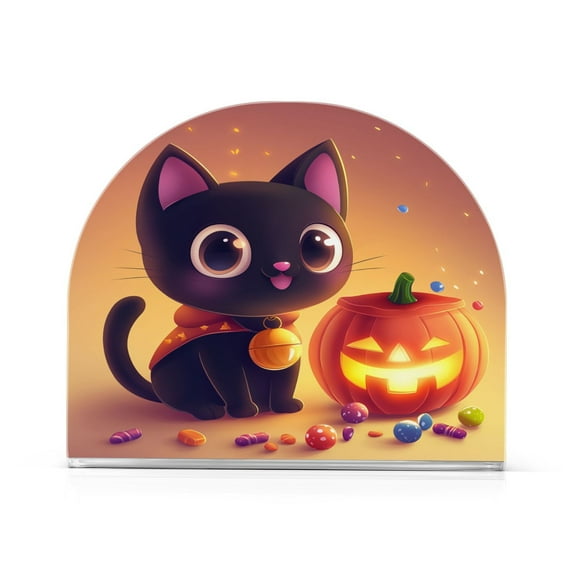 Halloween Cat Thick U Shape Acrylic Napkin Holder Non Slip Space Saving for Kitchen