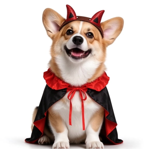 Halloween Cat Vampire Cloak Costume, Adjustable Pet Cape with Devil Horn Headband, Vampire Devil Cosplay Outfit for Small Cats Dogs Halloween Party