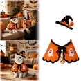 thumbnail image 1 of Halloween Cat Witch with Adjustable Cloak, Black and Purple Wizard Cape with Pumpkin Ornament and Hat for Medium Large Cats, Pet Apparel and Accessories, 1 of 5