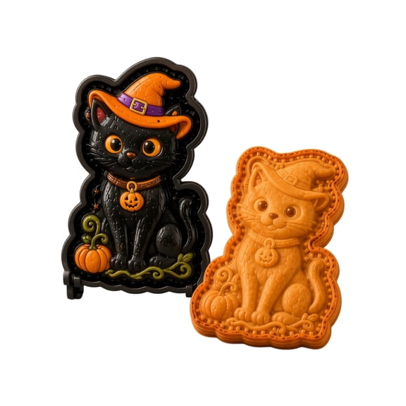 Halloween Cat Witch Mini Pie Mold, Cookie Mold for Baking, Spooky Home Party Decor for Fall Baking Activities