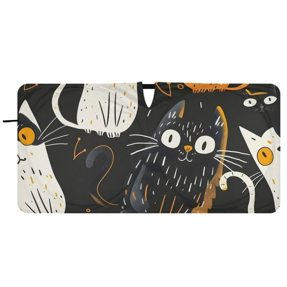 Halloween Cats Car Windshield Sun Shade Foldable Front Window Shades Cover Sun Visor Shield Block