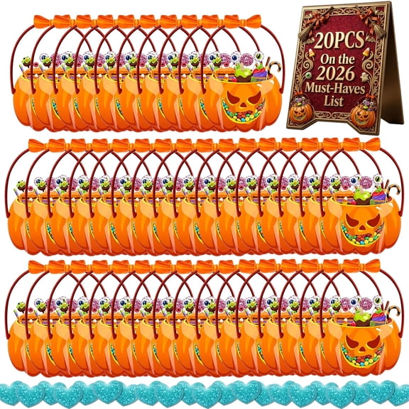 Halloween Cauldron Bags, Plastic Halloween Goodie Bags with Handles Witch Cauldron Sealed Pouch Sealing Pumpkin Treat Pouch