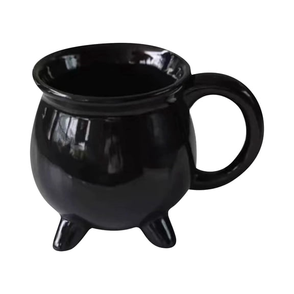 Halloween Cauldron Cup Witch Brewing Goblet Unique Ceramic Coffee Mug For Themed Parties Black 12cm Ceramics