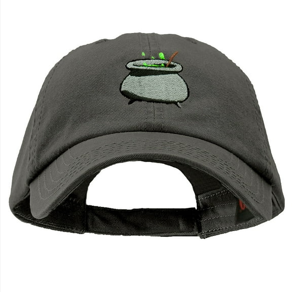 Halloween Cauldron Embroidered Garment Washed Cotton Twill cap - Charcoal OSFM