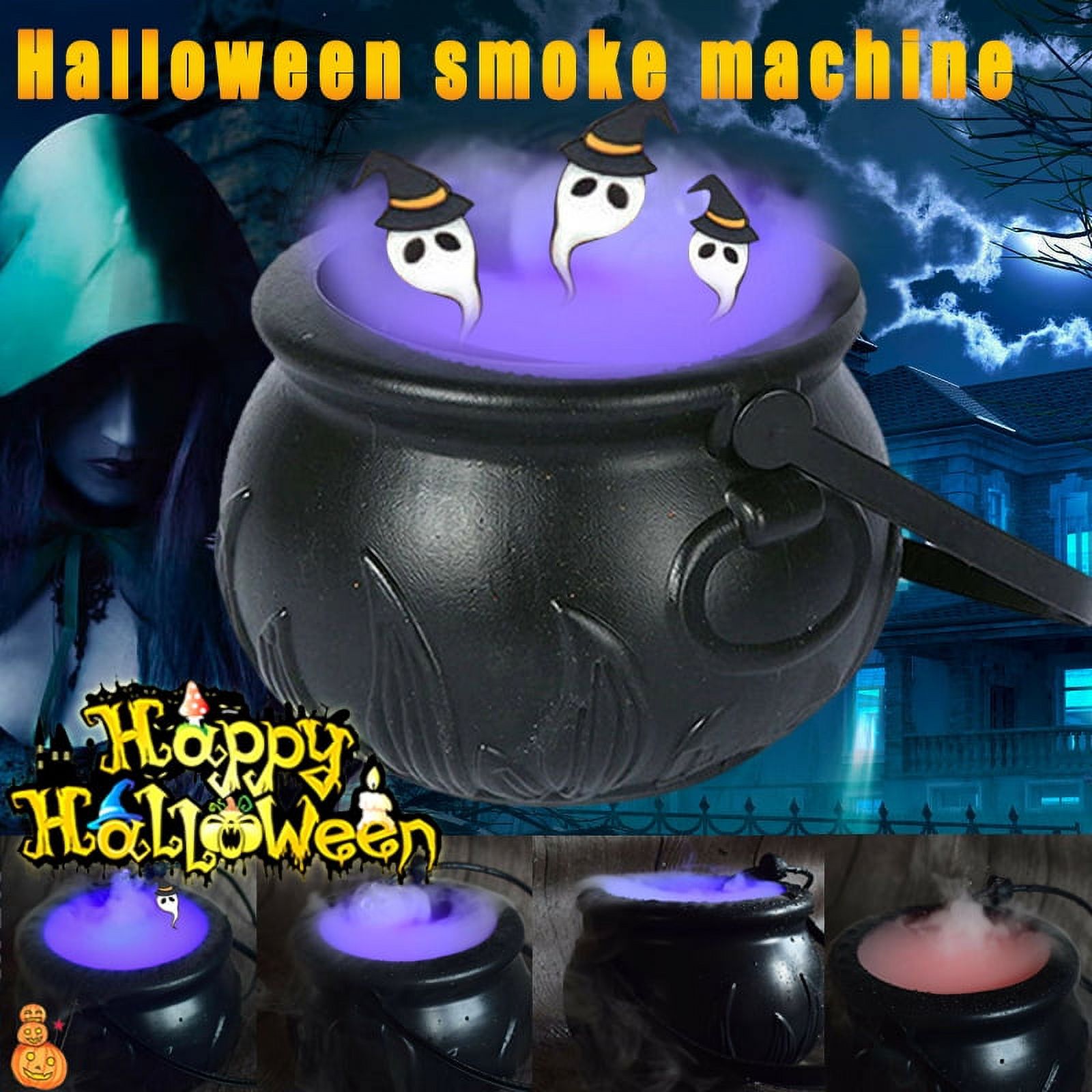 Halloween Cauldron Mist Maker Fog Machine Prop Color Changing Witch's