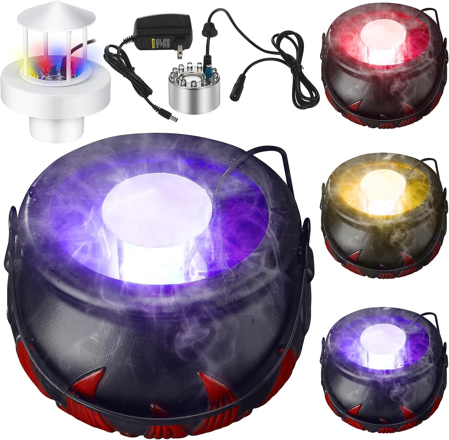 Halloween Cauldron Mister 12 LED Fogger Mist Maker Witches Cauldron