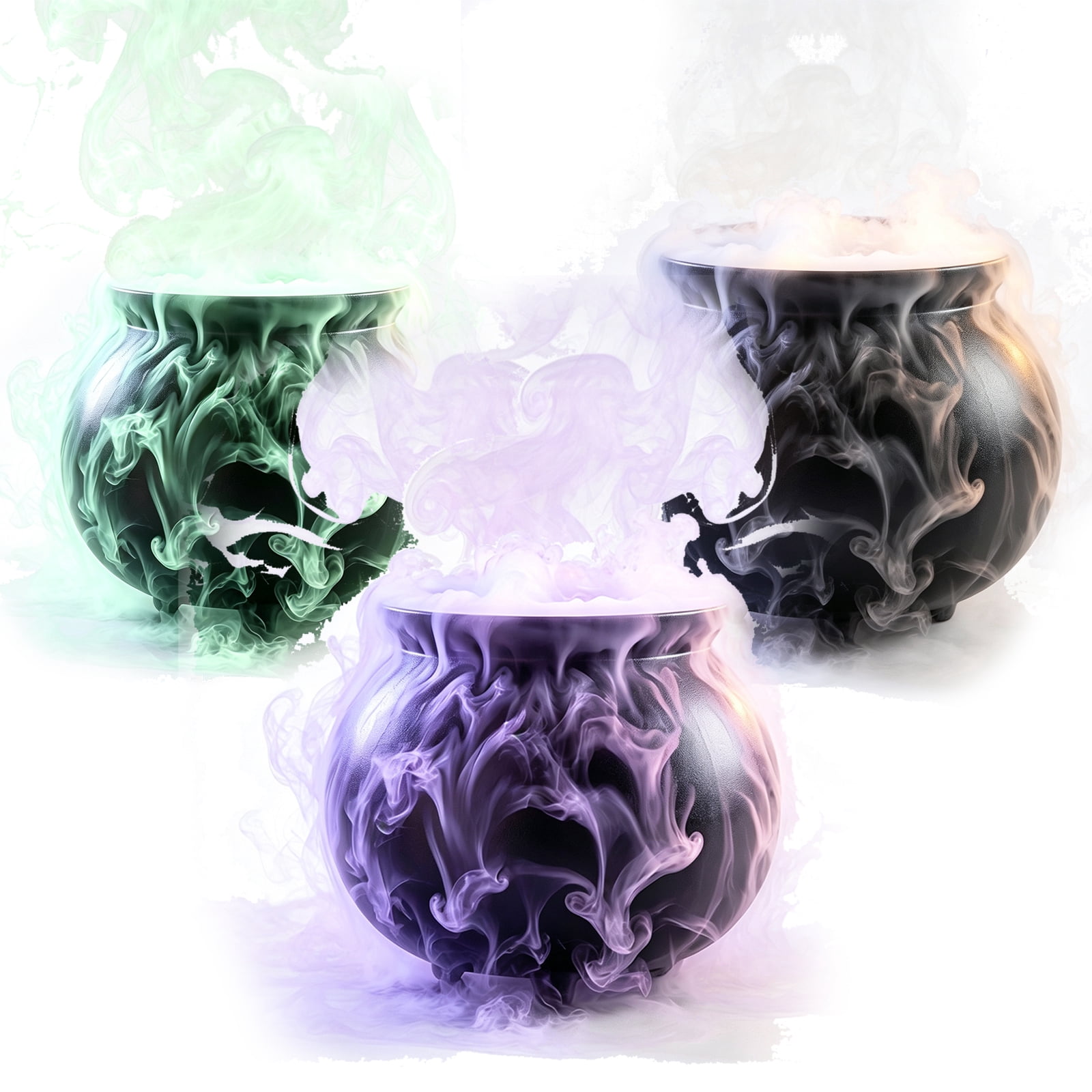 Halloween Cauldron Slow Cooker - Colorful Witches Cauldron Crock Pot with Fog Maker - Halloween Party Decor for Outdoor Yard Home Porch, Green