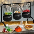 thumbnail image 1 of Halloween Cauldrons Serving Bowl Decor,Set of 3 Hanging Black Plastic Cauldron Bowls on Rack,Candy Punch Bowl Halloween Witches Cauldron for Home Kitchen Hocus Pocus Party Decorations Indoor, 1 of 5