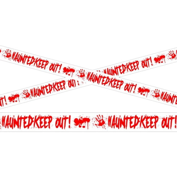 Halloween Caution Tape, Blood Splatter Printed, 1 Pack 20.0 ft Length, Spooky Atmosphere Decoration for Haunted House Halloween Party Zombie Theme Event