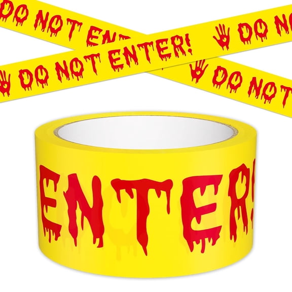 Halloween Caution Tape Decorations, 2 in x 90 Ft Yellow Do Not Enter Warning Tape for Halloween Party Decor