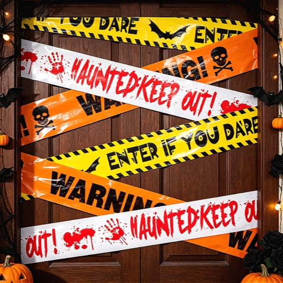 Halloween Caution Tape Decorations, 3in x 30ft Halloween Warning Tape, Indoor Outdoor Spooky Party Decor, 3 Pack