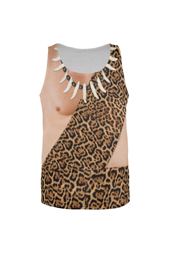 Halloween Caveman Costume All Over Adult Tank Top - 2X-Large