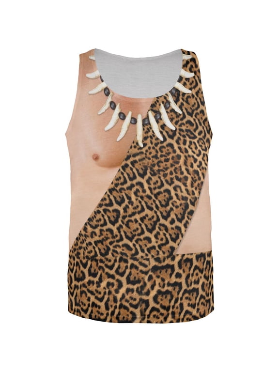 Halloween Caveman Costume All Over Adult Tank Top - Medium