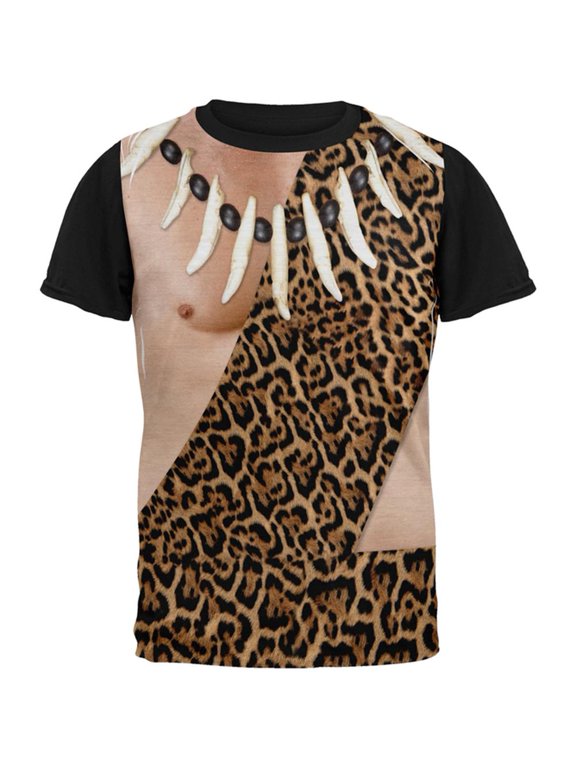Caveman Costume FB All Over Mens Black Back T Shirt Multi MD