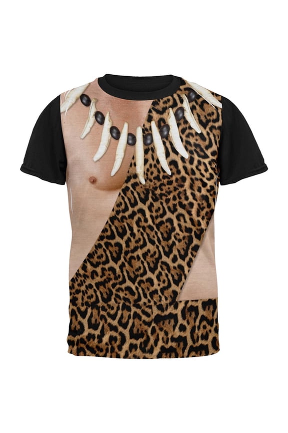 Halloween Caveman Costume FB All Over Mens Black Back T Shirt Multi MD