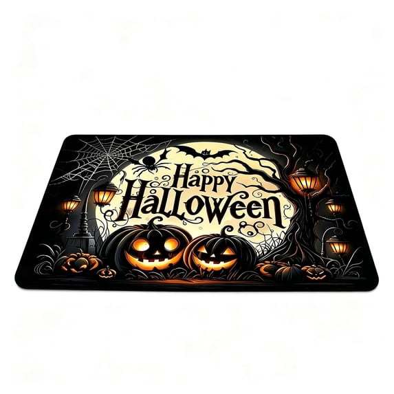 Halloween Celebration Doormat 16x24 Inch, Spooky Ghost Entrance Mat for Front Porch Indoor Outdoor, D