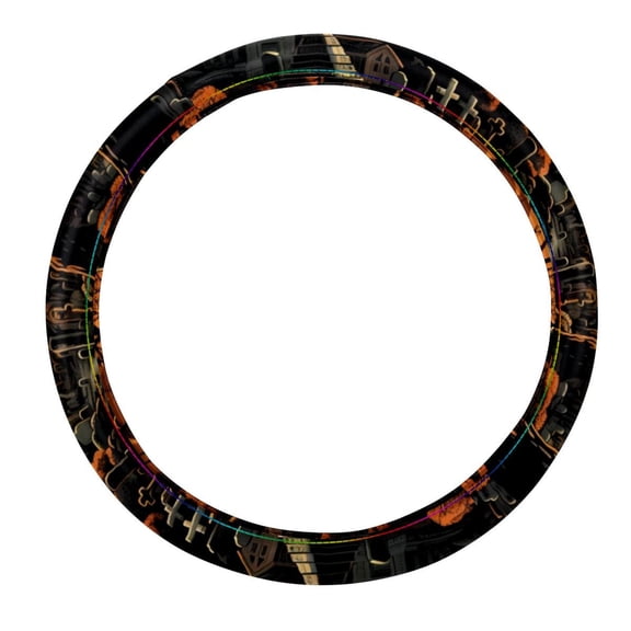 Halloween Cemetery Car Wheel Covers | Steering Wheel Cover 14.5 Inch Printing PVC Leather Auto Accessories