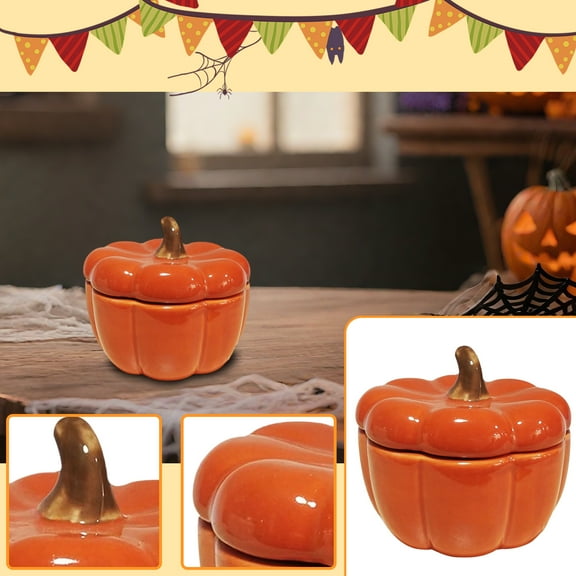 Halloween Ceramic Candle Cup Pumpkin Bowl Decoration
