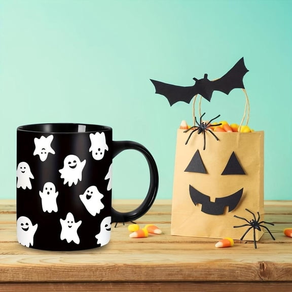 Halloween Ceramic Coffee Mug 1pc 11oz Ghost Pattern Novelty Cup Tabletop Decoration Unique Funny Coffee Mug Birthday Holiday Gifts No Assembly Require