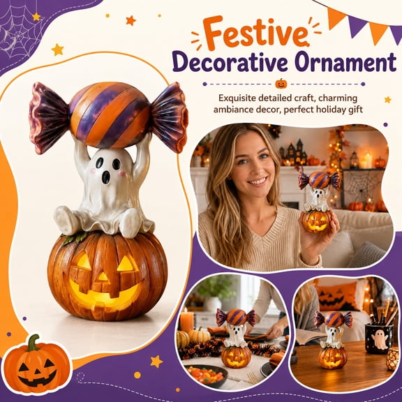 Halloween Ceramic Pumpkin Bowl, 6in Tall Matte Cream Candy Dish With Hand-Textured Surface And Lid, Functional Fall Accent For Dining Table Entryway Console A