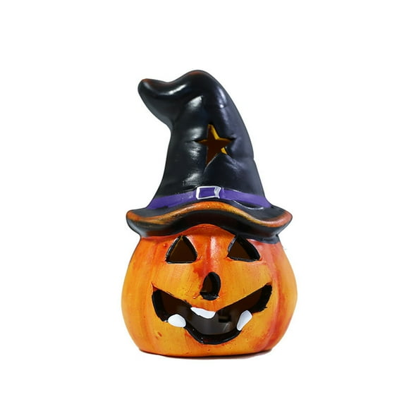 Halloween Jack-O-Lantern Lights, Cute Pumpkin Statue Decor with LED Lights, Battery Operated Table Ornaments for Home Party Decor