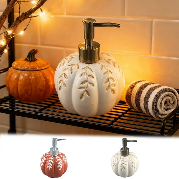 Halloween Ceramic Soap Dispenser - Refillable Pumpkin-Shaped Hand Soap Dispenser for Bathroom & Kitchen, Fall Festive Home Decor