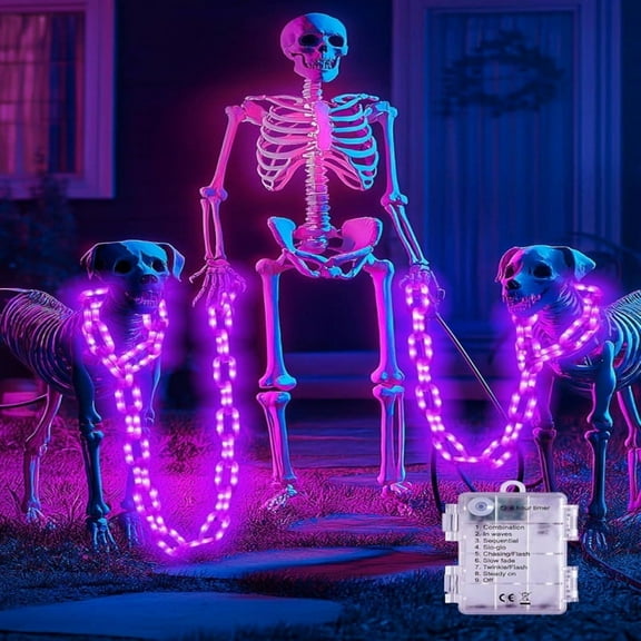 Halloween Chain String Light Decorations Outdoor Indoor, 160 LED Lights with 8 Modes Waterproof Lighted Prop Chains for Halloween Party Favors Yard Haunted House Spooky Decor