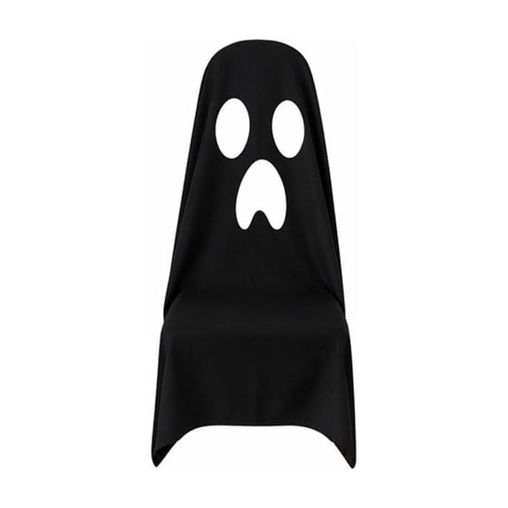 Halloween Chair Covers, Black Ghost Print Stretch Slipcovers for Dining and Office Chairs, Washable Party Decorations for Home Restaurant Cafe