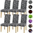 thumbnail image 1 of Halloween Chair Covers for Dining Chairs, Dining Room Chair Covers Set of 6, Stretch Parsons Chair Slipcovers, Removable Washable kitchen Chair Cover for Home Hotel Banquet Holiday Decoration, 1 of 6