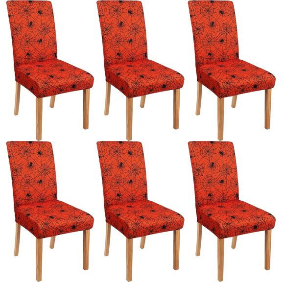 Halloween Chair Covers for Dining Room Set of 6 Halloween Dining Chair Protectors 6 Pcs Stretch Removable Washable Chair Slipcovers 6 Pack for Scary Home and Party Decor