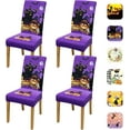 thumbnail image 1 of Halloween Chair Covers，Halloween Dining Chair Protectors, Stretch Dining Chair Cover,Washable Kitchen Parsons Chair,Removable Suitable for Halloween Kitchen Restaurant Decor(4Pcs,Purple), 1 of 6