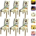 thumbnail image 1 of Halloween Chair Covers，Halloween Dining Chair Protectors, Stretch Dining Chair Cover,Washable Kitchen Parsons Chair,Removable Suitable for Halloween Kitchen Restaurant Decor(6Pcs,Pumpkin Ghost), 1 of 6