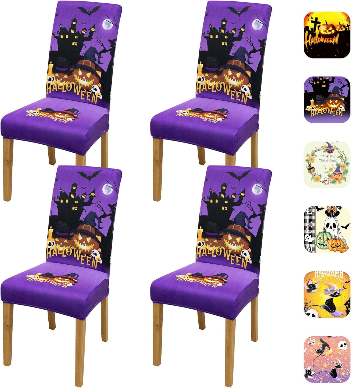 Halloween Chair Covers，Halloween Dining Chair Protectors, Stretch