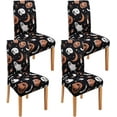 thumbnail image 1 of Halloween Chair Covers Set of 4, Gothic Style Pumpkin Gnome Dining Chair Protectors, Black Elastic Removable Washable Dining Chair Covers for Halloween Kitchen Restaurant Holiday Decor, 1 of 6