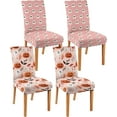 thumbnail image 1 of Halloween Chair Covers Set of 4,Holiday Dining Stretch Removable Protector,Pink Pumpkin Skull Ghost Chair Back Covers Farmhouse Decor,Colorful Seat Slipcovers for Dining Room and Party, 1 of 5