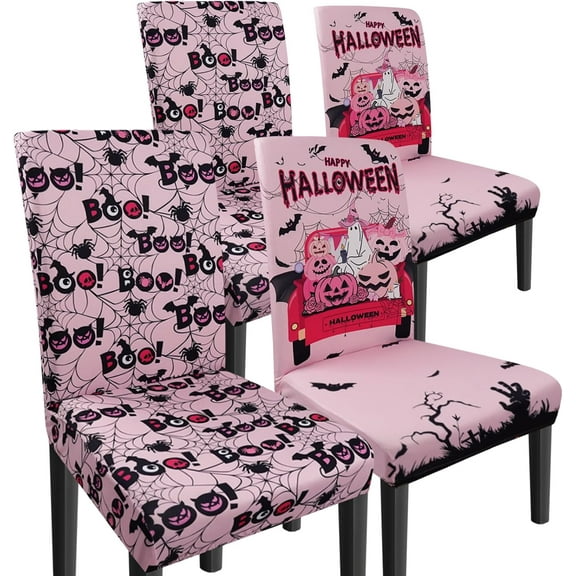 Halloween Chair Covers Set of 4 Ghost Dining Chair Covers for Party Kitchen Removable Seat Cover for Chairs Halloween Decorations Indoor