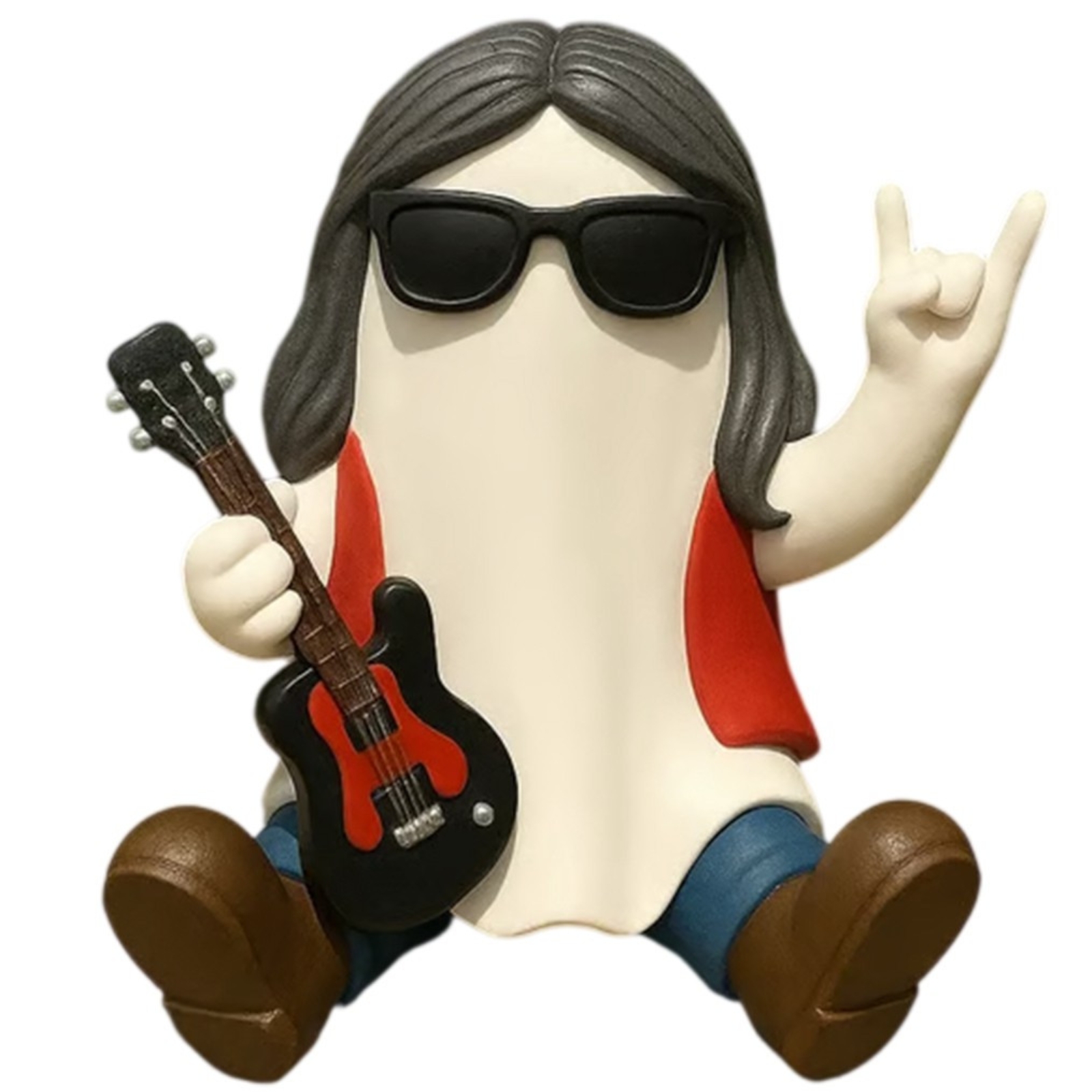Cute Ghost Rocker Sign Halloween Character Ghost Figurine Series with Miniature Sport Ball ...