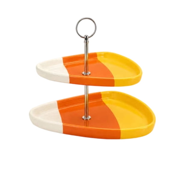Halloween Character Shaped 2 Tier Serving Tray, Double Layer Snack Cookie Holder for Fall Party Dining Table Decor,C