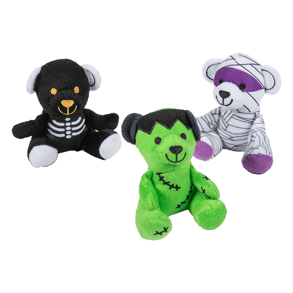 Halloween Character Stuffed Bears - 12 Pieces