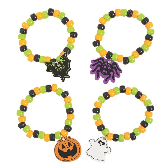 Halloween Charm Beaded Bracelet Craft Kit, Makes 12, Craft Kits, Halloween, 12 Pieces