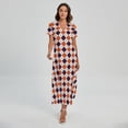 thumbnail image 1 of Halloween Checked Pattern Printed Short Sleeve Maxi Dress, Halloween Decorative Fashion Summer Maxi Dress For Women, 1 of 4