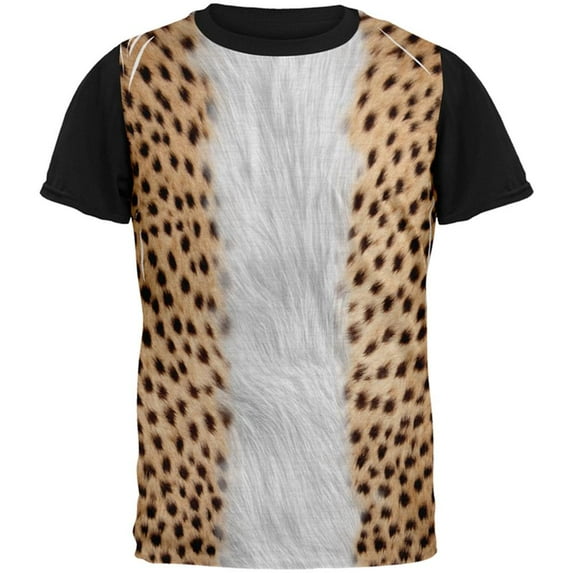 Halloween Cheetah Costume All Over Mens Black Back T Shirt Multi LG