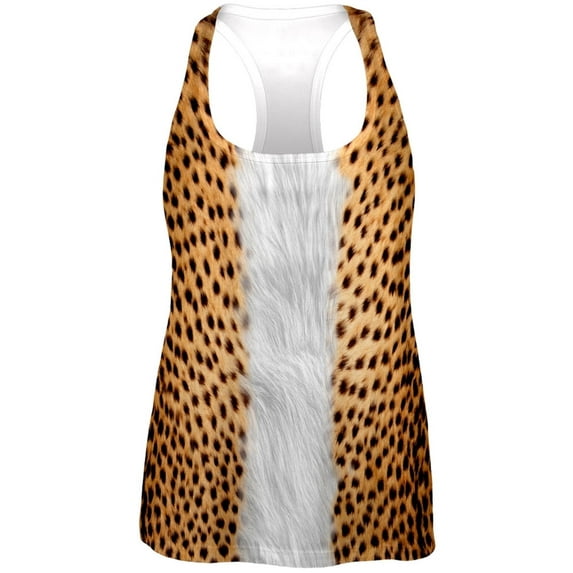 Halloween Cheetah Costume All Over Womens Work Out Tank Top - Large