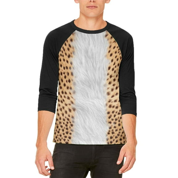 Halloween Cheetah Costume Mens Raglan T Shirt White-Black X-LG